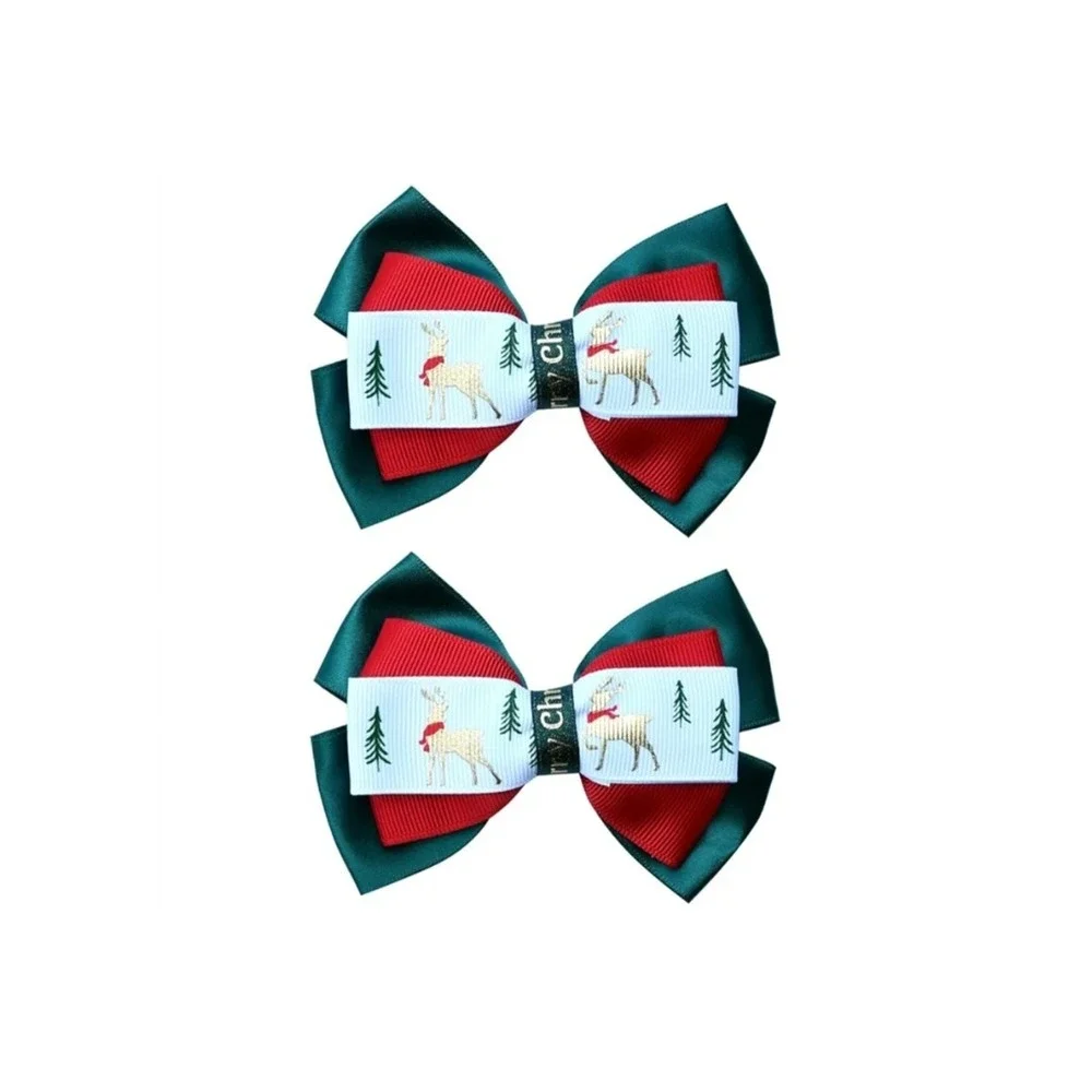 Christmas Baby Toddler Girls‎ Hair Bows Clips Reindeer Tree Holiday 2 Piece
